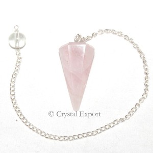 Buy Online Rose Quartz Faceted Pendulums : Rose Quartz Faceted Pendulums for Sale - Product Image 1