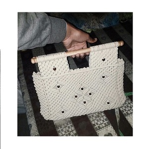 Bolsas de macramé con borlas anudadas a mano para chicas, bolsas de macramé hechas a mano para la playa y compras, artesanía de calidad de la India, novedad - Product Image 5