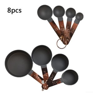 ชุดถ้วยตวงเคลือบผงสีดำทันสมัยพร้อมที่จับสลักทองแดงเคลือบเครื่องครัวที่ทันสมัยและทนทาน - Product Image 5