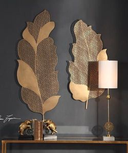 Professionnel en laiton personnalisé traitement noël décoration de la maison Antique feuille tenture murale décor plaqué or - Product Image 2