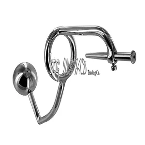 Steel bondage Master Series Stainless Steel Anal Intruder Cock Ring with Penis Plug