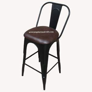 Chaise de bar en métal indien de haute qualité, tabouret avec siège en cuir, fabrication artisanale, contemporaine, durable, écologique, moderne, pour la maison et l'hôtel - Product Image 3