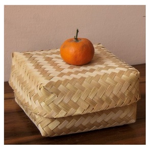 Natural Bamboo Woven Container - Bamboo Woven Storage <b>Basket</b>- <b>Small</b> Bamboo Box ( [Ws0084587176063] - Product Image 1