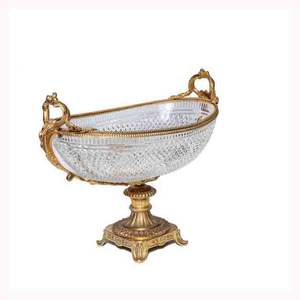 Elegant Design Metal and <b>Glass</b> <b>Serving</b> <b>Bowl</b> for Home Kitchen Fruit Server & Food Server <b>Bowl</b> Golden Embossed Design Hot Selling - Product Image 1