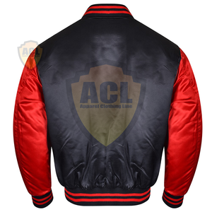 Satén 100% unisex chaqueta varsity dos color cómodo Etiqueta Privada Venta caliente equipo universitario de béisbol simple chaqueta - Product Image 6