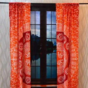 Magnifique tenture murale éléphant Mandala porte fenêtre rideau rideau cantonnière tissu en coton fait à la main