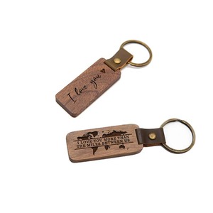 Porte-clés en bois avec boucle métallique, texte personnalisé, ODM, OEM, pièces - Product Image 1