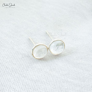 El producto más Popular, Topacio blanco, piedra preciosa, 7MM, cabujón redondo, piedra, Plata de Ley 925, joyería de moda, pendiente de tuerca para mujer - Product Image 2