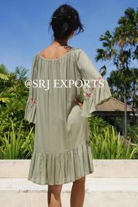 High-End Fashion Boho Hippie Floral Beach Dress Modern Design Bottom and Sleeves With Bohemian Frill Summer Plus Size Tunic - Product Image 3