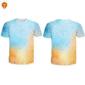Mens Gradient Color Embroidered Casual Short Sleeve T-<b>Shirt</b> - Product Image 4