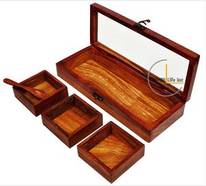 Handmade <b>Wooden</b> Rectangle <b>Box</b> <b>With</b> Glass <b>Lid</b> For Jewelry Watch Eyewear Storage - Product Image 6