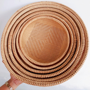 Bandeja pequeña tejida de bambú, hecha a mano, tradicional de Vietnam, tamaño completo - Product Image 4