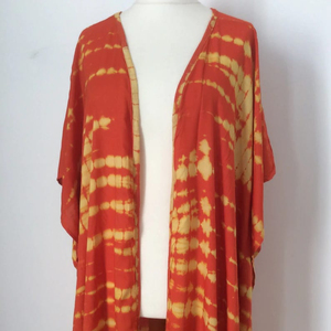 Nuevo diseño Kimono de talla única con cinturón hecho a mano Tie Dye 100% tela de rayón Natural mujeres Kimono batas elegante estilo bohemio - Product Image 2