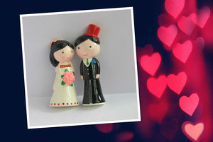 Figuritas pequeñas de poliresina para decoración de boda, para novia y novio, con imán - Product Image 2