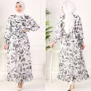 Robes Design à fleurs pour femmes, vêtements islamiques turcs, Abaya, Kaftan, dubaï, mode arabe musulmane, collection 2019 - Product Image 3