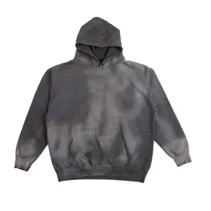 Haute Qualité Hommes Acide Lavé Hoodies Avec Personnalisé Brodé Logos En Gros 100% Coton Pierre Lavé Hoodies Pour L'hiver