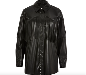 Camisa de cuero con flecos para mujer Borla Trim Transpirable - Product Image 4