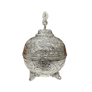 Nouveauté Bol en argent plaqué vintage fait à la main avec motif de paon Dibbi (boîte) pour la décoration de la maison et les cadeaux de mariage - Product Image 2