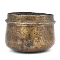 Pot de fleurs en laiton sculpté à la main, style antique indien contemporain, motif fleur d'Orissa, 4,33 x 6,3 pouces, pour la maison et le jardin, vente en gros