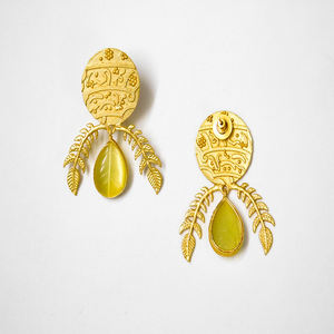 Trending handmade light <b>weight</b> stone stud <b>hoop</b> Brass Earrings for girls and women - Product Image 2