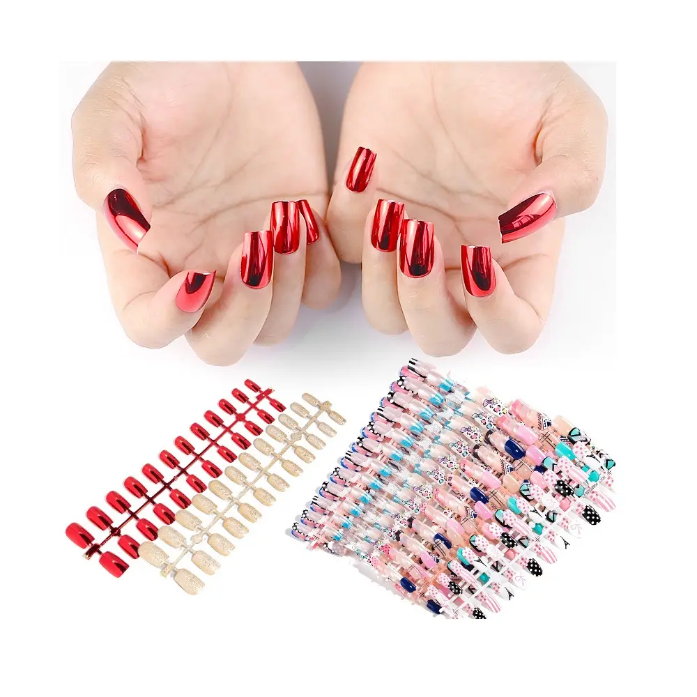 Easy Wear Nail Art Beauty Nail Art Salon CE Multicolor ABS Material 1 Year Warranty Artificial Fingernails