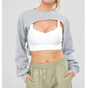 Sweat-shirt à coupe cintrée pour femmes, uniforme court et sexy, bustier ouvert, coupe boyfriend - Product Image 1