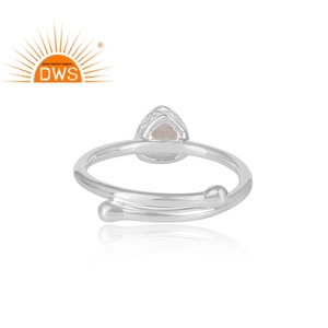 Natural Triangle Shaped Rainbow Gemstone Ring Jewelry Supplier Adjustable Design <b>Solid</b> Sterling <b>Silver</b> Ring Jewelry - Product Image 4