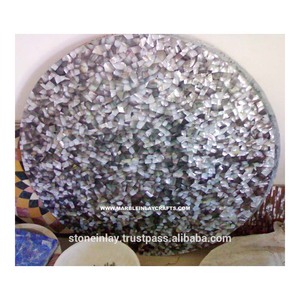 Tops de mesa de comedor hechos a mano, concha de mar gris, perlas, madre - Product Image 1