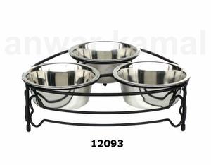 Best Design Good Quality Most Selling 3 Steel <b>Bowl</b> Pet <b>Dog</b> Feeder <b>with</b> Black Iron <b>Stand</b> - Product Image 1