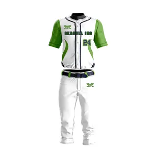 Groothandel Op Maat Gesublimeerde Mode Knoopsluiting Honkbal Jersey Uniform Custom Broek