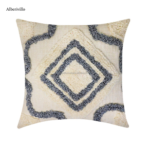 Handmade Boho <b>Cushion</b> <b>Cover</b> Hotel Decorative Pillow Case Indian Cotton Tufted Geometric Design Bohemian <b>Covers</b> - Product Image 4