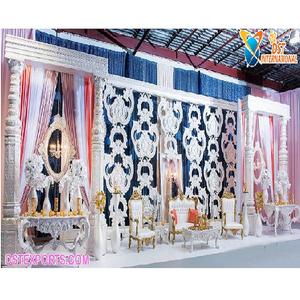 Escenario de Boda con Decoración de Diamantes, Escenario de Recepción de Boda con Tema Blanco, Elegante Escenario de Boda Blanco - Product Image 1