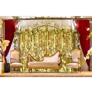 Vitre de porte en fer forgé pour mariage, panneau de toile de fond métallique, vente en gros - Product Image 1