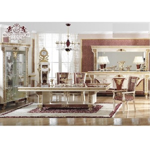 Juego de mesa de comedor de madera tallada de teca, conjunto de muebles de comedor de calidad superior, juego de comedor turco tallado de madera europea - Product Image 1