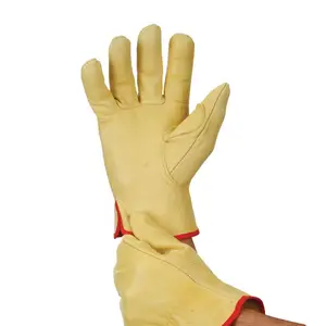 Guantes de trabajo de cuero de piel de vaca de calidad superior Guantes de conductor Alta venta Mejor precio Guantes de conducción de color beige Seguridad para las manos