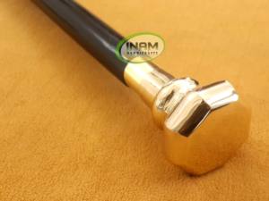 Vintage en bois de qualité fait main bâton de marche en laiton doré concepteur poignée - Product Image 4