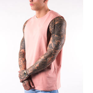 Débardeur de sport Stringer de fitness personnalisé pour hommes Style décontracté grande taille concevez votre propre débardeur de musculation uni en coton - Product Image 2