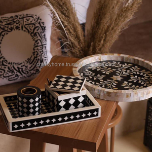 SPLENDID EID AND RAMADAN GIFTS BAKHOOR AND BURNAR SET OF BONE INLAYS SERVING <b>TRAYS</b> SETS FOR HOME DECOR CRAFTSY HOME - Product Image 5