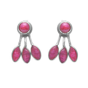 Boucles d'oreilles de créateur de haute qualité en argent sterling 925 massif clous de pierres précieuses rubis bijoux fins plaqué or style tendance pour les mariages - Product Image 2