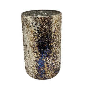 Centres de table de mariage cylindriques de luxe personnalisés, vides et vendables, faits à la main, pour la décoration intérieure, en verre mosaïque argenté/doré/bleu foncé - Product Image 1