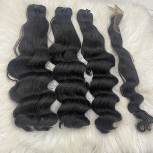 Extensiones de cabello humano virgen NATURAL, nuevo estilo, súper doble mechones, Onda Media suelta, cutícula alineada - Product Image 1