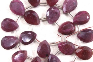 Cuentas de Briolette con forma de pera, Gema de rubí rojo Natural, facetadas, fabricación de joyería hecha a mano, 19 piezas - Product Image 4