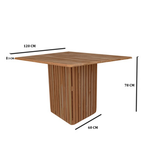 เฟอร์นิเจอร์ห้องรับประทานอาหารไม้ทึบ-โต๊ะรับประทานอาหารไม้สักสแควร์สลัก - Product Image 2
