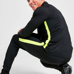 Survêtement de haute qualité pour hommes, ensemble 2 pièces de survêtement à manches longues avec fermeture éclair de couleur noire - Product Image 4