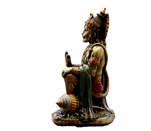 Polyresin Lord Hanuman Ji Statue Pooja Temple Decor Sitting blessing hanuman figurine cold <b>cast</b> resin bronze Bajrangbali Idol - Product Image 2