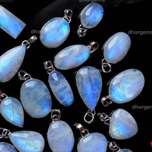 925 argent Sterling pierre de lune pendentif brut topaze Alphabet ensemble de bijoux Lot de pierres précieuses blanches naturelles bijoux en pierre de lune - Product Image 1