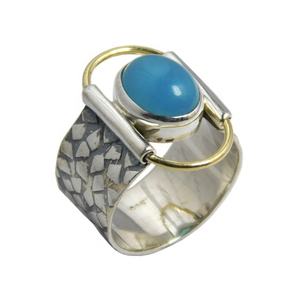 แหวนพลอยคาลซิโดนีแท้ดีไซน์ใหม่925เครื่องประดับเงินสเตอร์ลิงแหวนสำหรับส่งออกและจัดจำหน่าย - Product Image 1