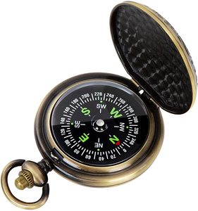 Brújula de bolsillo Vintage clásica de aleación de latón brújula impermeable precisa de Calvin artesanía - Product Image 1