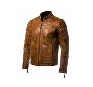 Chaqueta de cuero de oveja bronceada para hombre, Estilo Vintage, moda de motorista, informal - Product Image 1