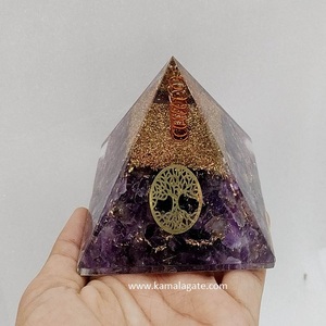 Améthyste Arbre de Vie Cristal Orgone Pyramide Pierre Semi-Précieuse Artisanat pour la Protection des CEM et la Guérison Reiki avec Cuivre Métal - Product Image 3